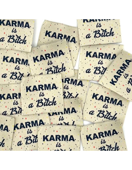 Lot de 5 étiquettes tissées à coudre Karma is a bitch