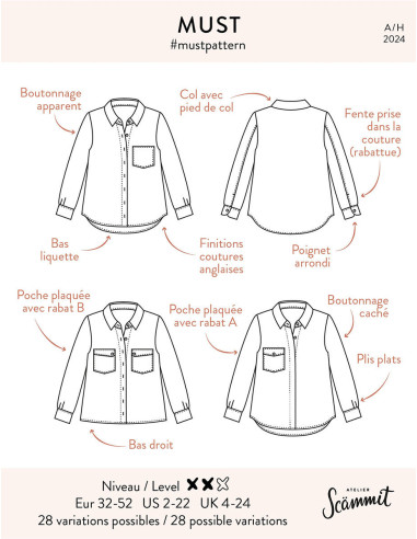 Patron de chemise Must - Atelier Scämmit