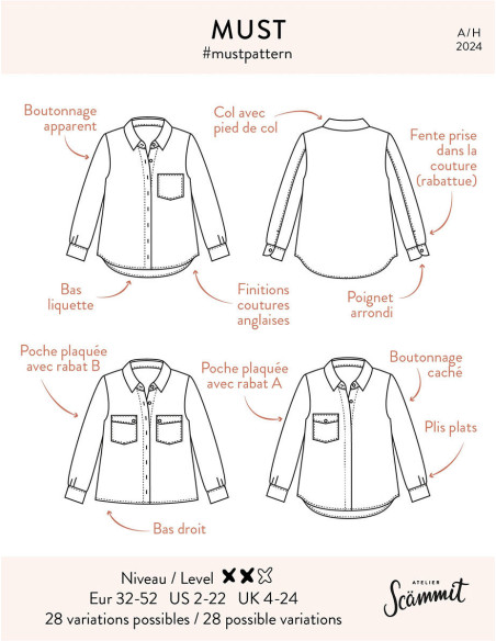 Patron de chemise Must - Atelier Scämmit