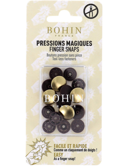 Boutons pression magiques sans pince 14 mm - Finition métal or