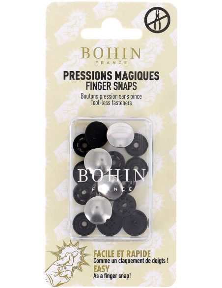 Boutons pression magiques sans pince 14 mm - Finition métal argent