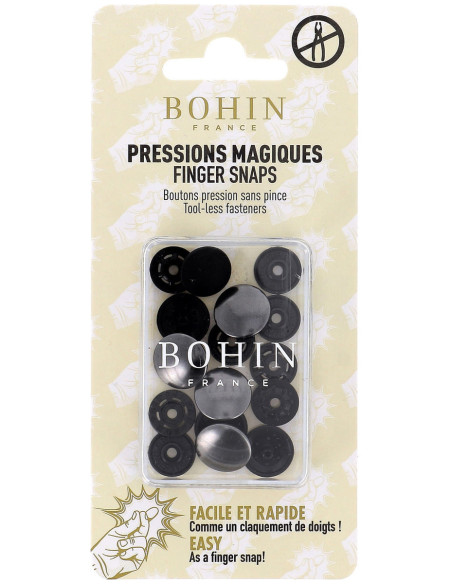 Boutons pression magiques sans pince 14 mm - Finition métal canon de fusil