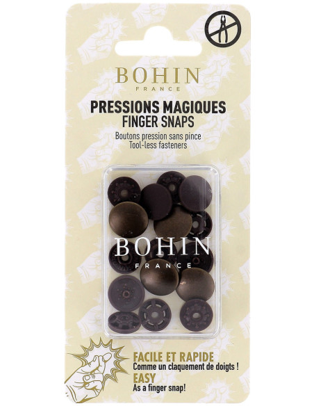 Boutons pression magiques sans pince 14 mm - Finition métal cuivre