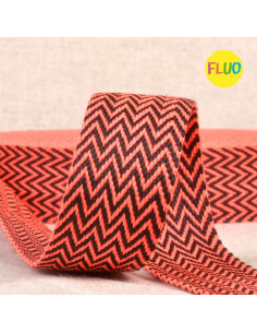 Sangle chevrons - Rose fluo et noir