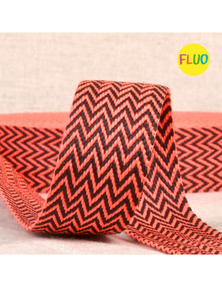 Sangle chevrons - Rose fluo et noir