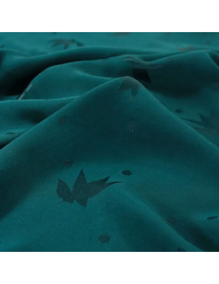 Tissu jacquard de viscose Streli vert dark lagune - Églantine & Zoé
