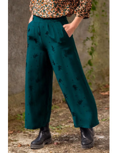 Tissu jacquard de viscose Streli vert dark lagune - Églantine & Zoé 2