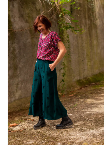Tissu jacquard de viscose Streli vert dark lagune - Églantine & Zoé
