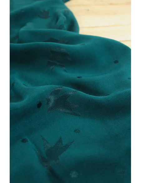 Tissu jacquard de viscose Streli vert dark lagune - Églantine & Zoé