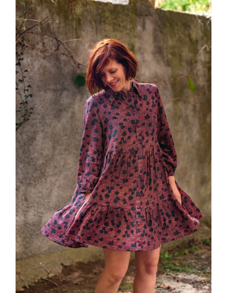 Tissu popeline de viscose Punti Bleu Encre - Églantine & Zoé