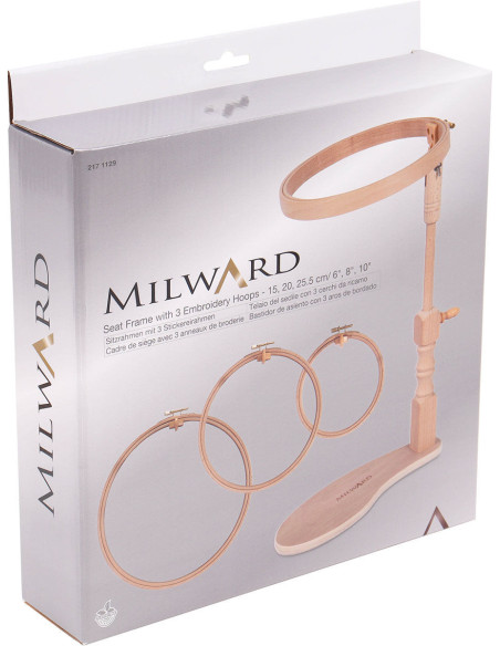 Tambour à broder sous cuisse avec 3 cercles à broder Milward