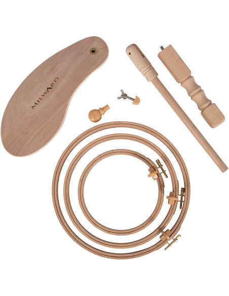 Tambour à broder sous cuisse avec 3 cercles à broder Milward