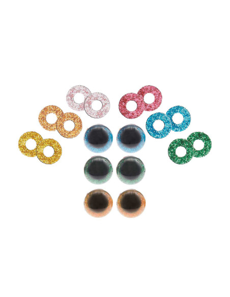 Yeux de sécurité 6 couleurs Ricorumi 9 mm - 3 paires