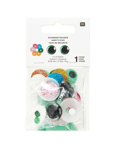 Yeux de sécurité 6 couleurs Ricorumi 20 mm - 1 paire