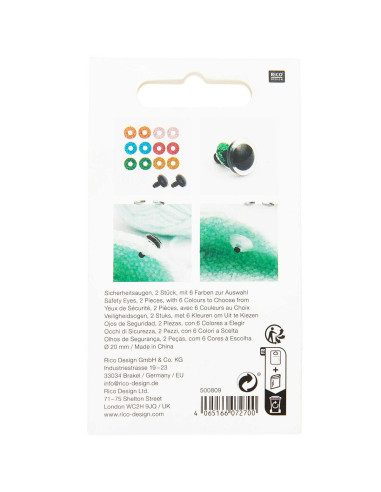 Yeux de sécurité 6 couleurs Ricorumi 20 mm - 1 paire
