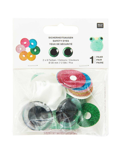 Yeux de sécurité 6 couleurs Ricorumi 30 mm - 1 paire