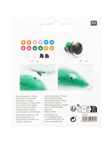 Yeux de sécurité 6 couleurs Ricorumi 30 mm - 1 paire