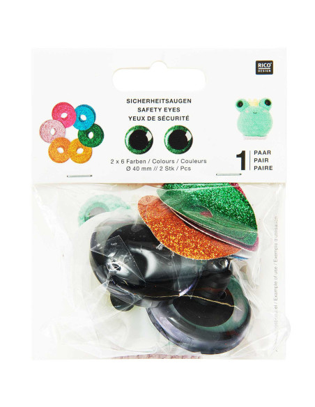 Yeux de sécurité 6 couleurs Ricorumi 40 mm - 1 paire