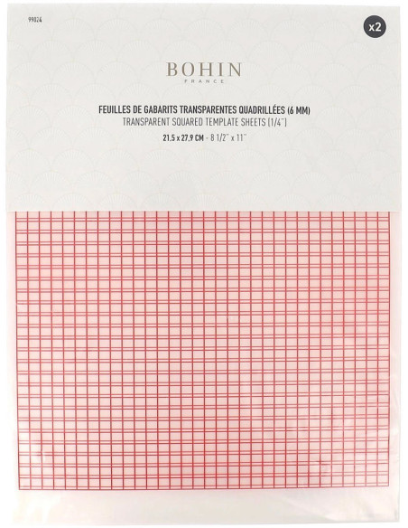 Feuilles de gabarits transparentes quadrillées Bohin