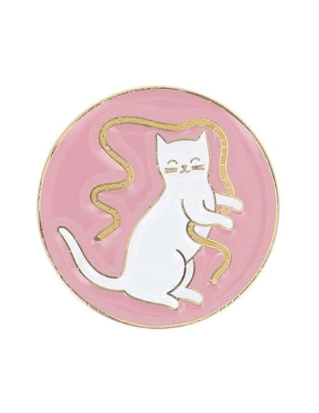 Porte-aiguilles aimanté Bohin - Chat ruban fond rose