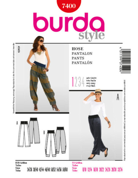 Patron de pantalon - Burda 7400