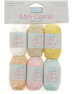 Sachet de 6 pelotes de coton Câline Mini - Couleurs pastels