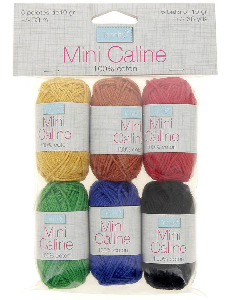 Sachet de 6 pelotes de coton Câline Mini - Couleurs basiques