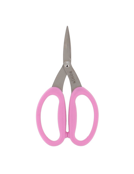 Ciseaux de précision micro-dentés grands anneaux souples Bohin - Rose