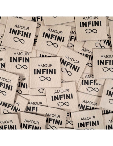 Lot de 5 étiquettes tissées - Amour infini