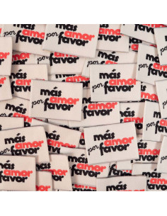 Lot de 5 étiquettes tissées - Más amor por favor