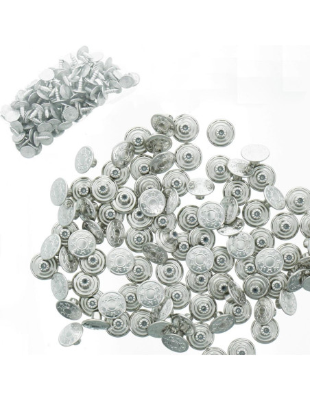 Boite de 100 boutons jeans 17mm - Argent brillant étoiles