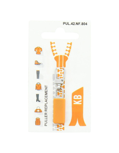 Tirette pour fermeture éclair - Rectangle caoutchouc orange