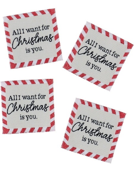 Lot de 4 étiquettes à coudre - All I want for christmas