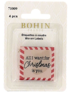 Lot de 4 étiquettes à coudre - All I want for christmas 2