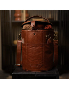 Sac de rangement en cuir pour le tricot Muud Saturn XL - Rich Brown
