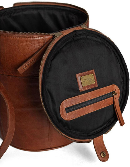 Sac de rangement en cuir pour le tricot Muud Saturn XL - Rich Brown