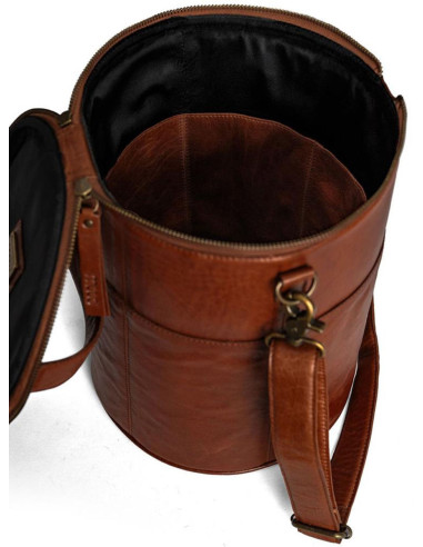 Sac de rangement en cuir pour le tricot Muud Saturn XL - Rich Brown