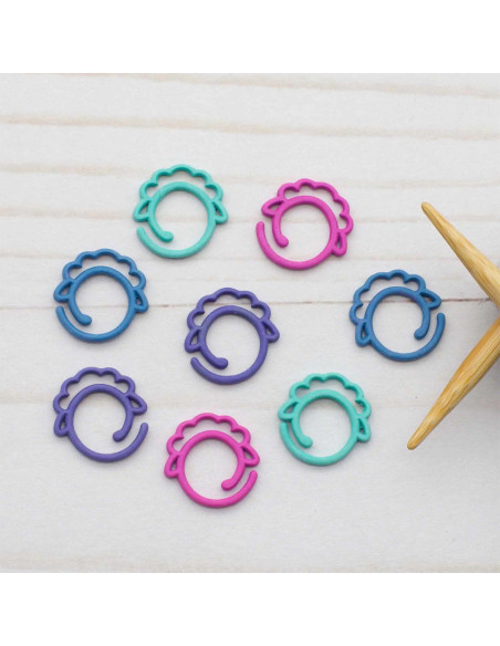 Set de 8 marqueurs de mailles ouverts - Mouton coloré