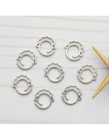 Set de 8 marqueurs de mailles ouverts - Mouton argent