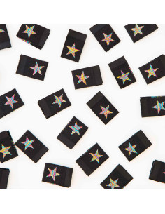Lot de 8 étiquettes tissées - Étoile arc-en-ciel
