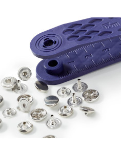 Boite de 10 boutons pression anorak Argent avec outil 8 mm 2