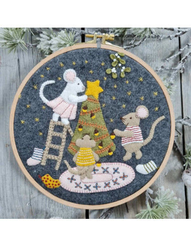Kit feutrine avec tambour - Famille de souris à noël