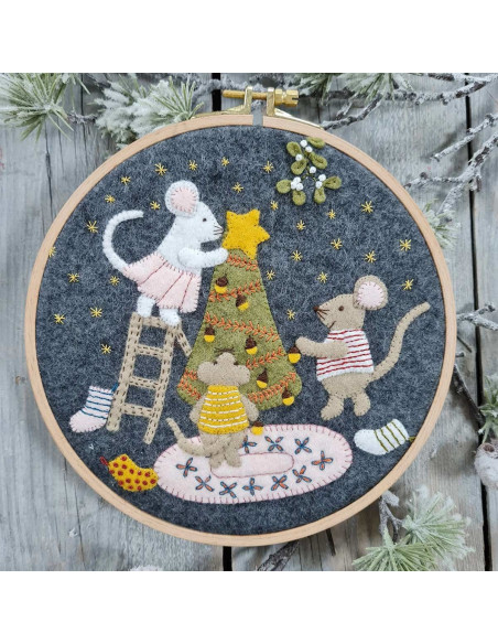 Kit feutrine avec tambour - Famille de souris à noël