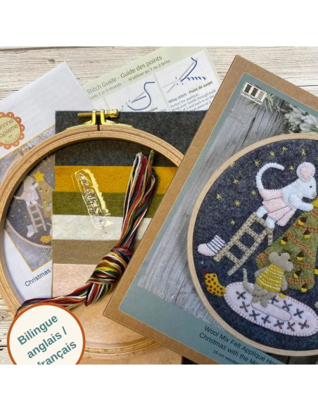 Kit feutrine avec tambour - Famille de souris à noël