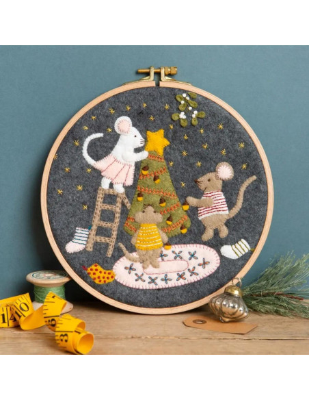 Kit feutrine avec tambour - Famille de souris à noël