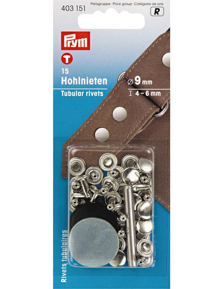 Set de 15 rivets tubulaires avec outil de perçage 4-6 mm