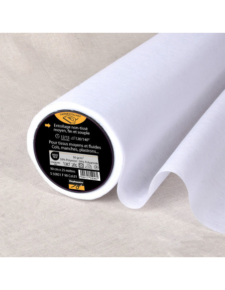 Entoilage non tissé thermocollant medium - Blanc