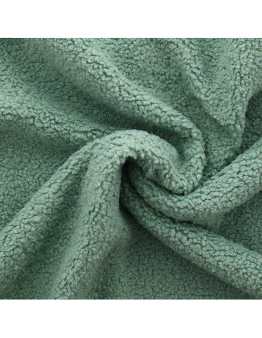 Tissu fourrure bouclette Teddy - Vert sauge
