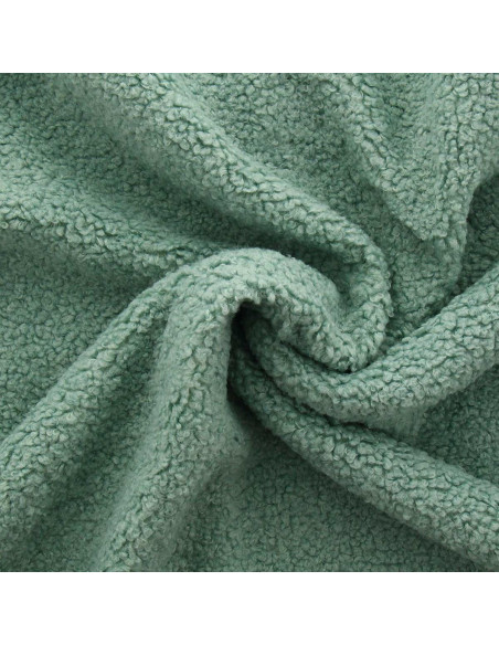 Tissu fourrure bouclette Teddy - Vert sauge