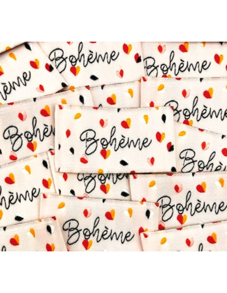Lot de 5 étiquettes tissées à coudre Bohème